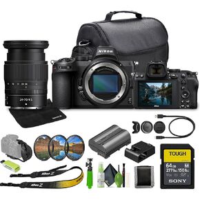 Nikon Z5 Mirrorless Full Frame Camera with 24-70mm f/4 Lens Kit + Memory Card Wallet + 64GB SF-M Tough Series Memory Card + Hand Strap + 3 Piece Filter Kit + 12 Inch Flex Tripod + More (Renewed)