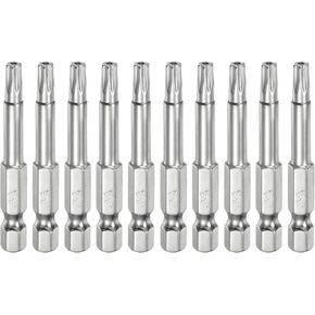 HARFINGTON 10pcs T20 Security Torx Bit 1/4" Hex Shank 2" Long S2 Steel Magnetic Tamper Resistant Star Bits Screwdriver Torx Head with Hole for Driver Drill Bits Remove Fastening Screws