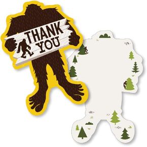 Big Dot of Happiness Sasquatch Crossing - Shaped Thank You Cards - Bigfoot Party or Birthday Party Thank You Note Cards with Envelopes - Set of 12