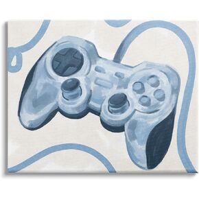 Stupell Industries Blue Video Game Controller Soft Vintage Design, Designed by Daphne Polselli Canvas Wall Art, 20 x 16