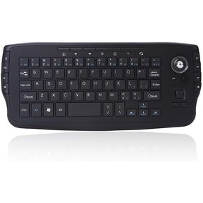 JOMAA Mini Ergonomic Keyboard Trackball Air Mouse 1200dpi Function TV 2.4G Wireless Keyboard with trackball for Lapotp PC TV (Black)