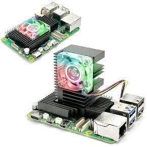 ElectroCookie Raspberry Pi 5 Dual Mode Cooler, CPU Heatsink with Temperature-Controlled Cooling Fan for Raspberry Pi 5 (RGB LED)