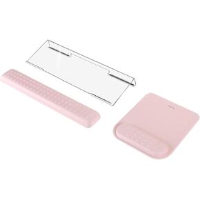 MOSISO Computer Keyboard Stand&Wrist Rest Support for Keyboard &Mouse Pad Set, Ergonomic Massage Wrist Rest Set, Easy Typing Working Acrylic Clear Stand for Office Home, Apricot
