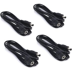 4pcs/pack2m/6.56ft Black 5.5mm x 2.5mm DC Plug Extension Cable DC Extension Cable Cord with Male to Female 5.5mm x 2.5mm Connectors DC Power 12V 5.5mm x 2.5mm Barrel Male Plug Connector