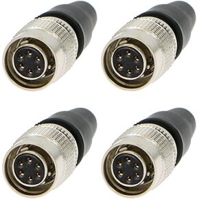 Alvins Hirose 6 Pin Female Connector HR10A-7P-6S Circular Plug for Basler GIGE AVT CCD Camera(6 Pin, Female, 4pcs)
