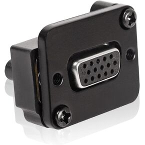 QIANRENON DB15 Panel Mount Straight Through Connector VGA Female to Female Panel Socket Converter 3 Row 15 Hole VGA Panel Coupler, Transmits Analog Video Signal 1080P