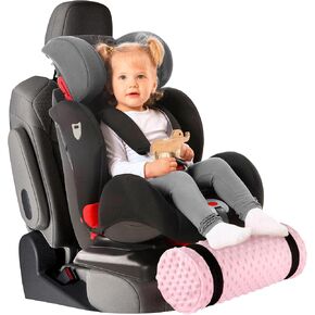 Car Seat Foot Rest for Kids Toddlers Children Travel, Car Foot Rest for Kids Attachment, Leg Resting for Child Car Seat, Suitable for Any Car Seat, Easy to Install and Remove, Black Pleather Fabric