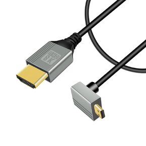 GELRHONR 90Degree Micro HDMI to HDMI Cable, 48Gbps Ultra High Speed Support 8K@60Hz, 4K@120Hz,for GoPro,Digital Cameras (0.5M Up Angle Micro HDMI)