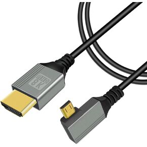 GELRHONR 90 Degree Micro HDTV to HDTV Cable, 48Gbps Ultra High Speed Support 8K@60Hz, 4K@120Hz,for GoPro, Digital Cameras (0.5M Right Angle Micro) in Saudi Arabia
