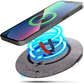 Galvanox Magnetic Wireless Charger, MagSafe-Compatible Desktop Pad with 15W Fast Charging for iPhone 14/14 Pro Max/iPhone 13/13 Pro Max (Solid Aluminum)