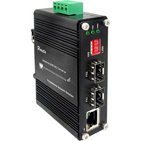 Industrial 10G OEO Fiber Extender,1G/10G SFP+ Ethernet Media Converter,OEO Fiber Repeater with 3R Repeater Function,Support 1.25G/10G Fiber Data Rate DIP Switch,Hot plugging,IP40,DIN-Rail/Wall-Mount