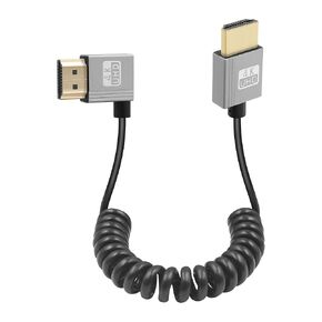 GELRHONR 4k HDMI Coiled Cable, Male-to-Male HDMI Extension Cable Spring Flexible Cable, High Speed 4K@60Hz HDMI to HDMI 2.0 Cable Slim, Support ARC, 3D, HD TV, Laptop, PC, Projector (Left Angle)
