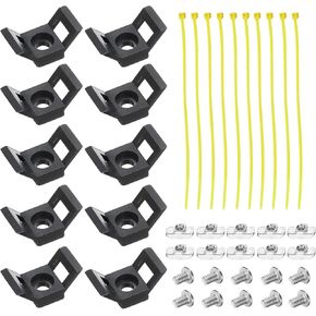 MECCANIXITY 10Pcs Cable Zip Tie Base 5mm Hole Dia Y Shape Mount Wire Holder for 40 Series European Standard Aluminum Extrusion with M5 Screws, Nuts, Ties White