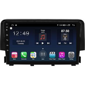 Car Stereo with Carplay and Android Auto for Honda Civic 2016 2017 2018 2019 2020 2021, Touchscreen Car Audio Receiver, Car Multimedia Player, AM/FM Radio, AUX Input, IPI, SIM Card Slot