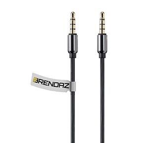 BRENDAZ Auxiliary AUX 3.5mm TRRS Audio & Microphone Cable, Universal 4-Conductor Stereo Cord for Smartphone, Headphone, Microphone, PC, Car Stereo to Connect 3.5mm Enabled Devices (3-Feet)