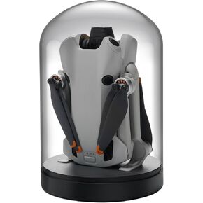 Mini 4 Pro/Mini 3 Pro/Mini 3 Drone Display Stand for DJI Mini 4/3 Series, Glass Display Base Cloche Dome Dustproof Cover for Storage/Collection/Gift/Home Decoration, No Charging Function (Gray)