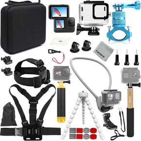 مجموعة حزم الملحقات الأساسية الكاملة من Gurmoir لـ Gopro Hero 12/11/10/9 باللون الأسود، حافظة مضادة للماء مثبتة على الرقبة للدراجة لـ Gopro 12/11/10/9 (PT13)