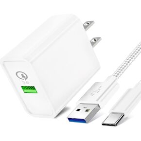 18W Fast Charger for Samsung Galaxy A32 A14 A02S S22 S20 S21 Plus Ultra A53 A33 A54 5G,A50 A20 A10E A12,Tab A 10.5 2018/10.1 2019,Quick Charge 3.0 Power Adapter Plug/Phone Charging Block+ USB C Cable