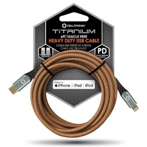 Titanium 6FT Tangle Free Heavy Duty 3.5mm to 3.5mm AUX/Auxiliary Audio Cable. Built to Last! Includes Aluminum Tips for Optimum Connectivity: Black