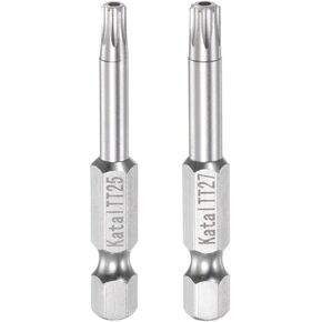 2pcs TT25 TT27 Star 7 Point Screwdriver Bit 1/4" Hex Shank 2" Length Magnetic Security Torx Screw Driver Power Tool