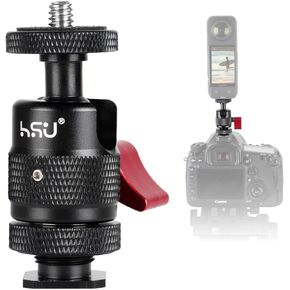 HSU Cold Shoe Mount Adapter, Aluminum 1/4"-20 Screw Hole 360° Rotation Camera Tripod Mount for Insta360 X4/X3/X2/X/RS/R/GoPro/Sony/DSLR Camera Flash and Other Cameras