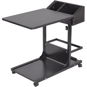 طاولة كمبيوتر محمول قابلة للتعديل من SogesHome، حامل كمبيوتر محمول وعربة مكتب متنقل وصينية نهاية طاولة القهوة، أسود، NSDUS-103#2-BK in Kuwait