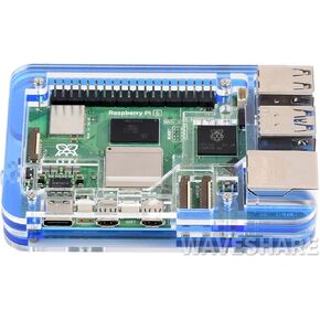 Transparent and Blue Acrylic Case for Raspberry Pi 5, Pi5 Case, Supports Installing Official Active Cooler(Not Included