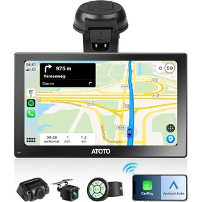 9" Portable CarPlay Screen Wireless Android Auto Touchscreen, P909SD-S2 1280x720 Android Car Stereo/Car Radio with BT Wi-Fi, 2G/32GB Multimedia Audio Player, GPS Tracking, MirrorLink