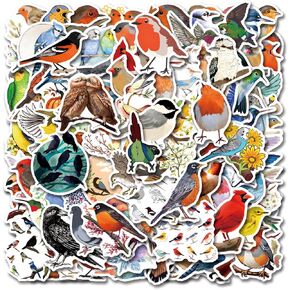 110pcs Bird Sticker Vinyl Waterproof Aesthetic Animals Cartoon Decals Stickers for Laptop Water Bottles Skateboard Book Scrapbook Luggage Party Supplies Decals Gifts for Adults, Teens, Kids