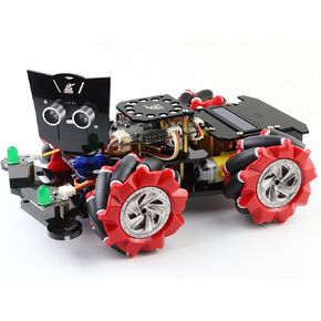 مجموعة روبوت السيارة الذكية 4WD مع عجلات ميكانوم لاردوينو، سيارة روبوت لمشروع تعليم العلوم والتكنولوجيا والهندسة والرياضيات، مجموعة أدوات للمبتدئين قابلة للبرمجة للأولاد والبنات والكبار