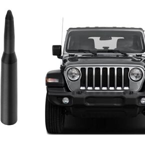 Stylish Short Antenna Compatible with Jeep Wrangler TJ JK JKU JL JLU & Jeep Gladiator JT All Models, 4" Short Aluminum Antenna, Car Wash Proof