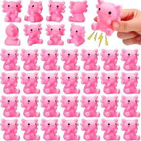 30 Pcs Summer Axolotl Float Bath Toy Pink Baby Rubber Water Squirting Axolotl Squeaky Toy Bulk Axolotl Figurine Statues Decor for Pool Shower Birthday Party Favors