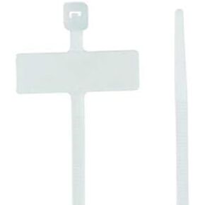ID Tag 4.3", 18 lb. White Cable Ties - (pack of 100)