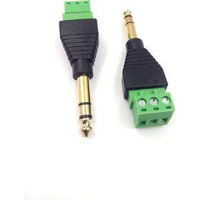 6.35mm Audio Video TRS Stereo Male to 3 Pin Screw Terminal Female AUX Headphone Balum Converter Adapter (2-Pack) (6.35 M/AV TRS)