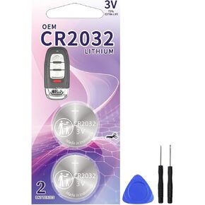 2 Pack CR2032 Remote Key Fob Battery Replacement for Audi (2009-2016) A1 A3 A4 A5 A6 A7 A8 RS5 RS7 S3 S4 S5 S6 S8 SQ5 TT Q3 Q5 Quattro Allroad, etc Smart Key Case shell (FCC ID’s: IYZFBSB802)