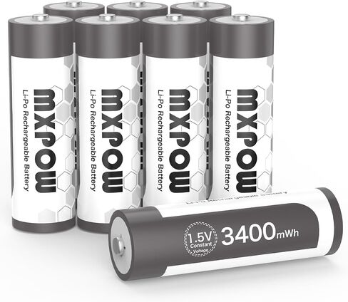 Rechargeable Batteries AA Lithium 1.5V 3400mWh,AA Lithium Rechargeable Batteries 4 Count 1500 Cycle with Smart Charger in Saudi Arabia