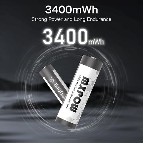 Rechargeable Batteries AA Lithium 1.5V 3400mWh,AA Lithium Rechargeable Batteries 4 Count 1500 Cycle with Smart Charger in Saudi Arabia