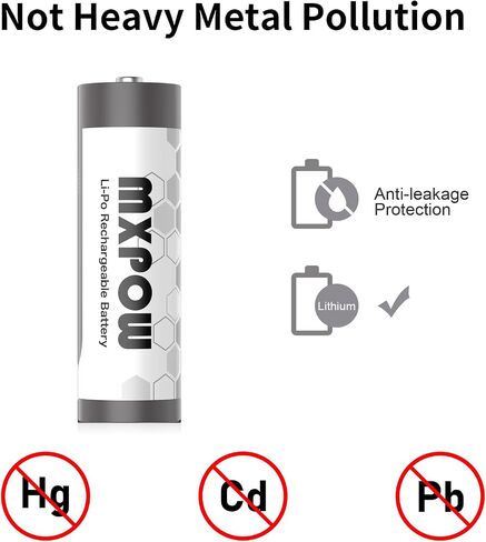 Rechargeable Batteries AA Lithium 1.5V 3400mWh,AA Lithium Rechargeable Batteries 4 Count 1500 Cycle with Smart Charger in Saudi Arabia