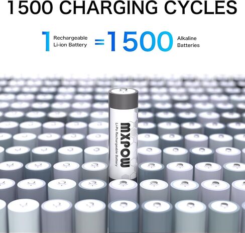 Rechargeable Batteries AA Lithium 1.5V 3400mWh,AA Lithium Rechargeable Batteries 4 Count 1500 Cycle with Smart Charger in Saudi Arabia