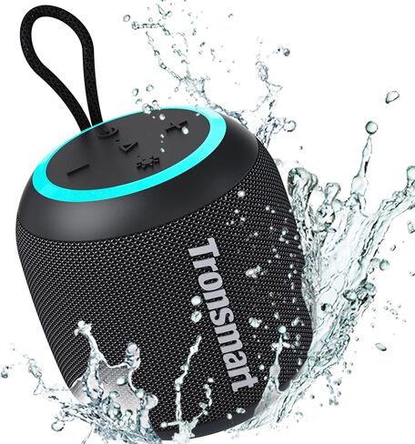 Tronsmart T7 Mini Compact Portable Bluetooth Speaker with Lights, Stereo Sound, Bluetooth 5.3, 18H Playtime, Stereo Pairing, Voice Assistant, IPX7 Waterproof Shower Speaker & Outdoor Speakers (Grey) in Kuwait