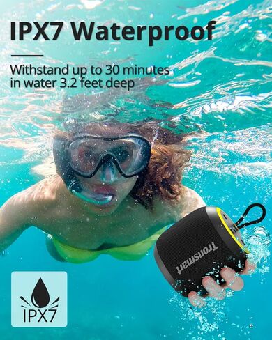 Tronsmart T7 Mini Compact Portable Bluetooth Speaker with Lights, Stereo Sound, Bluetooth 5.3, 18H Playtime, Stereo Pairing, Voice Assistant, IPX7 Waterproof Shower Speaker & Outdoor Speakers (Grey) in Kuwait