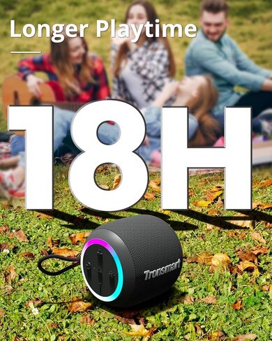 Tronsmart T7 Mini Compact Portable Bluetooth Speaker with Lights, Stereo Sound, Bluetooth 5.3, 18H Playtime, Stereo Pairing, Voice Assistant, IPX7 Waterproof Shower Speaker & Outdoor Speakers (Grey) in Kuwait