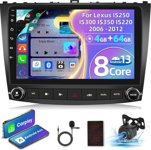 [8-Core 4+64G] راديو Android 13 لسيارة Lexus IS250 IS300 IS350 IS220 2006-2012 - شاشة لمس IPS 10.1 بوصة صوت DSP - تشغيل لاسلكي وAndroid Auto، WiFi، 59UI، تخصيص الصفحة الرئيسية + Canbus in Saudi Arabia