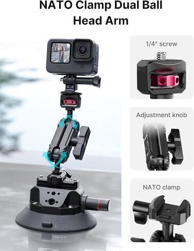 Ulanzi SC-02 Heavy-Duty Suction Cup Mount for Camera/Accessory (4.5"), Pump-actived Vacuum Camera Suction Cup Mount for Action Cameras w Quick Release NATO Magic Arm Car Boat Windshield Window Mount in Kuwait