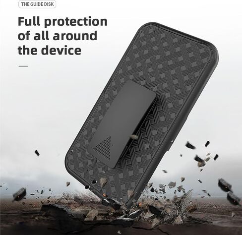 حافظة حماية Ailiber لهاتف iPhone 15 Pro Max، مع واقي شاشة + واقي عدسة الكاميرا، مشبك حزام دوار، حامل مسند، غطاء نحيف مضاد للخدش لكامل الجسم لهاتف iPhone 15 Pro Max-أسود in Saudi Arabia