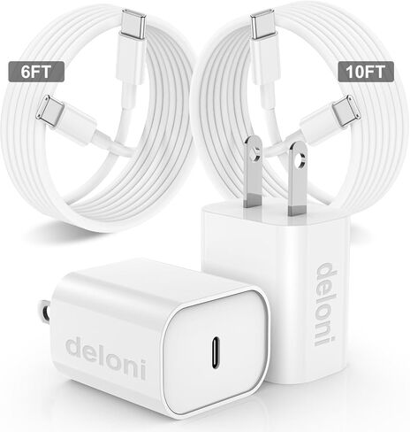 USB C Charger Fast Charging for iPad Pro for iPad Pro 12.9, 11 inch 2021/2020/2018, iPad Air 5th 10.9 inch 2022, iPad Mini 6 Generation 2021, 20W PD Charger Block with 6.6&10FT USB C to C Cable-2Pack in Kuwait