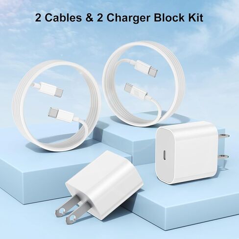 USB C Charger Fast Charging for iPad Pro for iPad Pro 12.9, 11 inch 2021/2020/2018, iPad Air 5th 10.9 inch 2022, iPad Mini 6 Generation 2021, 20W PD Charger Block with 6.6&10FT USB C to C Cable-2Pack in Kuwait