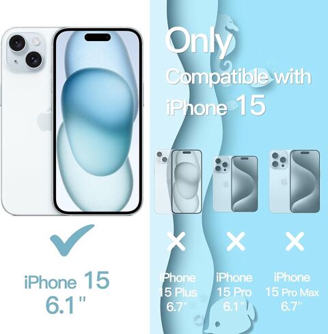 JETech Cute Case for iPhone 15 6.1-Inch, Wave Frame Curly Shape Shockproof Phone Cover for Women and Girls, Clear Hard PC Back (Black) in Kuwait