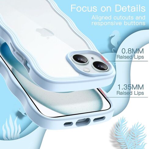 JETech Cute Case for iPhone 15 6.1-Inch, Wave Frame Curly Shape Shockproof Phone Cover for Women and Girls, Clear Hard PC Back (Black) in Kuwait