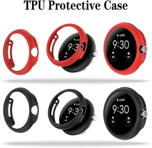 حافظة واقية ناعمة من مادة TPU (2 + 4 عبوات) متوافقة مع ساعة Google Pixel وواقي شاشة مقاوم للخدش وتغطية كاملة عالية الدقة in Kuwait